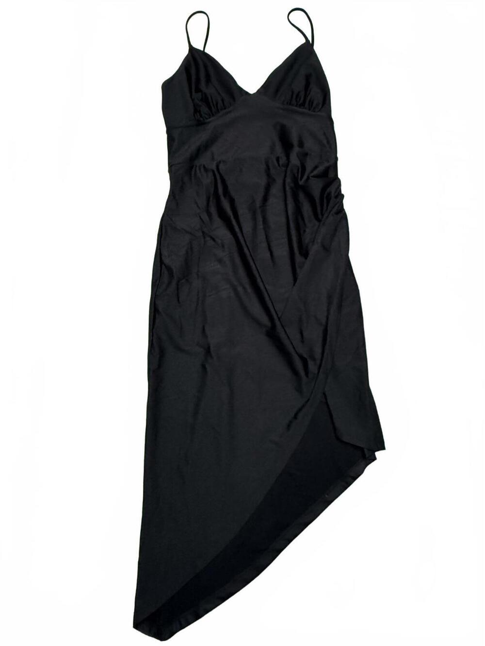 E.L.H. Studio Black Asymmetrical Slip Dress Size Large